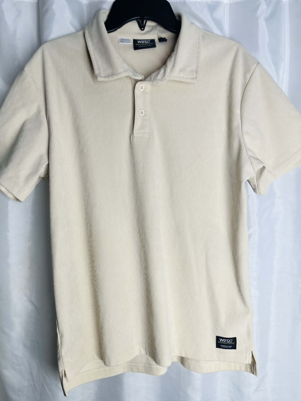 WESC Men's Cream Short Sleeve Polo Shirt